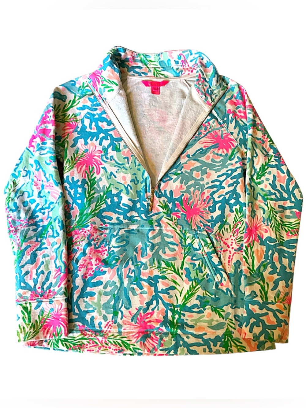 Lilly Pulitzer Sweatshirt Skipper Popover Lovers Coral Half Zip Pullover Small - Picture 4 of 10